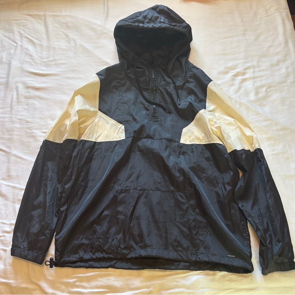 Volcom Black and Cream Windbreaker Jacket